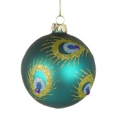 Teal Glass Peacock Style Design Bauble